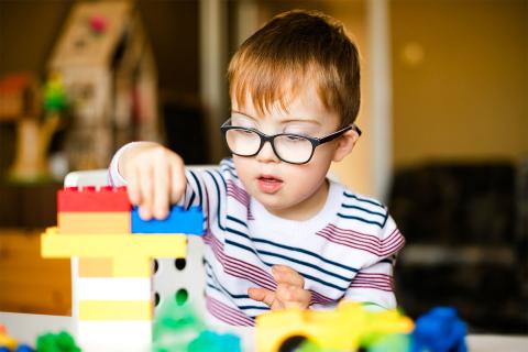 Boy playing with blocks